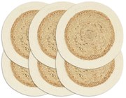 vidaXL Placemats 6 st rond 38 cm jute en katoen natuurlijk