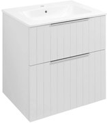 Sapho Cirasa Compact badmeubel met ribbelfront 60cm wit mat met witte wastafel