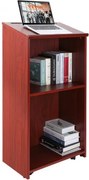 VEVOR Podiumstandaard, 47-inch hostessstandaard met 4 wielen, houten podium met opbergplanken en schuin bureaublad, lessenaars en podia voor kerk, kantoor, school, thuis, bruin
