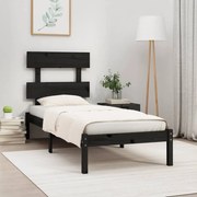 vidaXL Bedframe massief hout zwart 75x190 cm 2FT6 Small Single