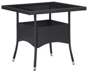 vidaXL Tuintafel poly rattan en glas zwart