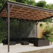 vidaXL 12-delige Loungeset met kussens poly rattan zwart