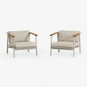 Pack Van 2 Fauteuils In Aluminium En Bouclé Stof Yervin Parelwit - Sklum