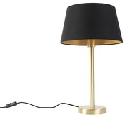 Stoffen Klassieke tafellamp messing met zwarte kap 32 cm - Simplo Klassiek / Antiek, Design E27 rond Binnenverlichting Lamp