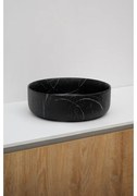 Riho Marmic Round Waskom 34.6x34.6x11.4cm Keramiek rond marmer mat zwart W031005M01