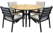 Quincy Lola dining tuinset 120xH75 cm rond 5 delig teak antraciet