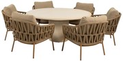 4 Seasons Outdoor Biarritz low dining tuinset amber met Hampton tafel Ø 160 cm Tuinset   beige weerbestendig