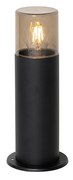 Staande buitenlamp zwart met smoke kap 30 cm IP44 - Odense