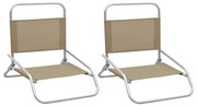 vidaXL Strandstoelen 2 st inklapbaar stof taupe