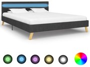 vidaXL Bedframe met LED stof donkergrijs 120x200 cm