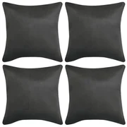 vidaXL Kussenhoezen 4 stuks antraciet 50 x 50 cm imitatiesuède polyester