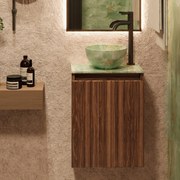 Fontana Green Onyx Micro Marble toiletmeubel met ribbelfront 40cm walnoot