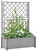 vidaXL Plantenbak met latwerk 100x43x142 cm PP-steen grijs