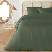 Bedset in recycled microvezel, vierkante kussensloop