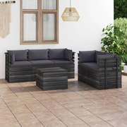 vidaXL 6-delige Loungeset met kussens pallet massief grenenhout