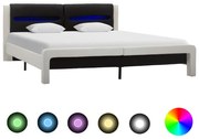 vidaXL Bedframe met LED kunstleer wit en zwart 140x200 cm