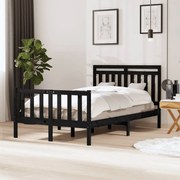 vidaXL Bedframe massief hout zwart 120x190 cm 4FT Small Double