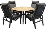 Quincy Kota dining tuinset 120xH75 cm rond 5 delig verstelbaar polywood