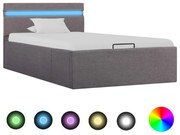 vidaXL Bedframe met hydraulische opslag en LED stof taupe 90x200 cm