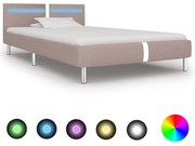 vidaXL Bedframe met LED kunstleer cappuccino 90x200 cm