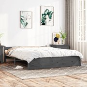 vidaXL Bedframe massief hout grijs 140x190 cm