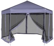 vidaXL Partytent pop-up zeshoekig met 6 zijwanden 3,6x3,1 m donkerblauw