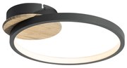 Moderne plafondlamp zwart met hout incl. LED 3-staps dimbaar - Alec Modern rond Binnenverlichting Lamp