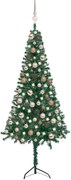 vidaXL Kunstkerstboom met LED's en kerstballen hoek 120 cm PVC groen