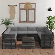 vidaXL 9-delige Loungeset met kussens pallet massief grenenhout