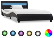 vidaXL Bedframe met LED kunstleer zwart en wit 100x200 cm