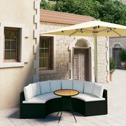 vidaXL 5-delige Loungeset met kussens poly rattan zwart