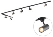 Modern railsysteem met 6 Spot / Opbouwspot / Plafondspots zwart 1-fase 286cm - Iconic Jeana Modern GU10 rond Binnenverlichting Lamp