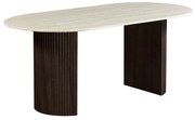 Ovale Eettafel Travertin En Walnoot 180 Cm - 180 X 90cm.