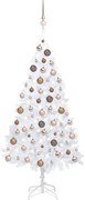 vidaXL Kunstkerstboom met LED's en kerstballen 150 cm PVC wit