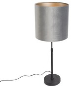 Moderne tafellamp zwart stoffen kap grijs 25 cm verstelbaar - Parte Modern E27 cilinder / rond Binnenverlichting Lamp