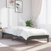 vidaXL Bedframe massief grenenhout grijs 90x200 cm