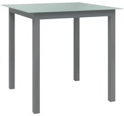 vidaXL Tuintafel 80x80x74 cm aluminium en glas lichtgrijs