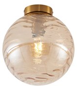 Design plafondlamp messing met amber fading glas - Pillon Design E27 bol / globe / rond Binnenverlichting Lamp