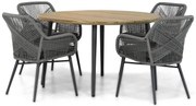 Tuinset Ronde Tuintafel 4 personen 130 cm Wicker Grijs  Lifestyle Garden Furniture Advance/Montana