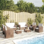 vidaXL 8-delige Loungeset met kussens poly rattan bruin