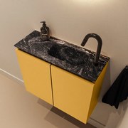 Mondiaz Ture DLux toiletmeubel 60cm ocher met wastafel lava rechts met kraangat