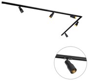 Modern railsysteem met 5 spots zwart 1-fase - Iconic Kohua