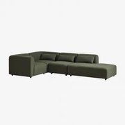 Fogler 4-delige Modulaire Hoekbank Met Chaise Longue Rechts Chenille Groen – Salie - Sklum