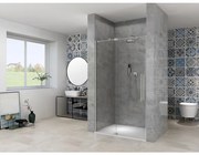 Van Rijn Products ST08 Nis Draaideur - 110x200cm - helder glas - dikte 8mm - 2 delig - muurprofiel - stabilisatiestang - RVS ST08300110HEBN