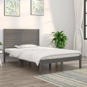 vidaXL Bedframe massief hout grijs 135x190 cm 4FT6 Double