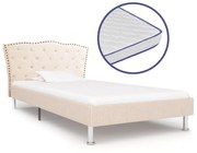 vidaXL Bed met traagschuim matras stof beige 90x200 cm