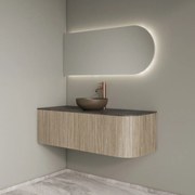 Gliss Design Alluro badmeubel ribbelfront met ronding rechts 120cm corn silk en zwart leisteen toppaneel