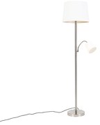 Klassieke vloerlamp staal met witte kap en leeslampje - Retro Klassiek / Antiek E27 Binnenverlichting Lamp