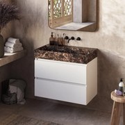 Fontana Dark Emperador badkamermeubel mat wit 80cm zonder kraangat