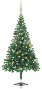 vidaXL Kunstkerstboom met LED's en kerstballen 910 takken 210 cm